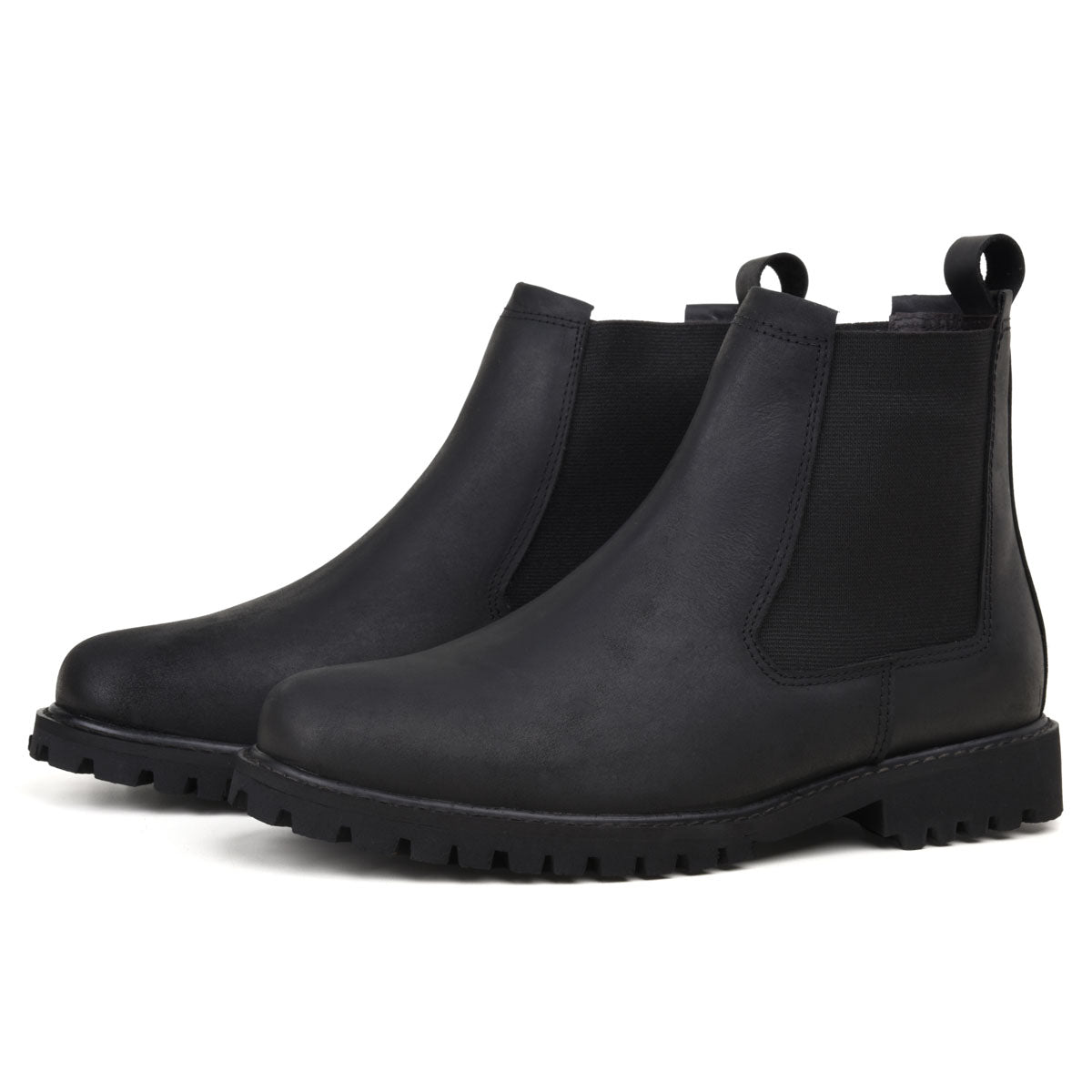 Black Thomas Leather Lug Sole Chelsea Boots