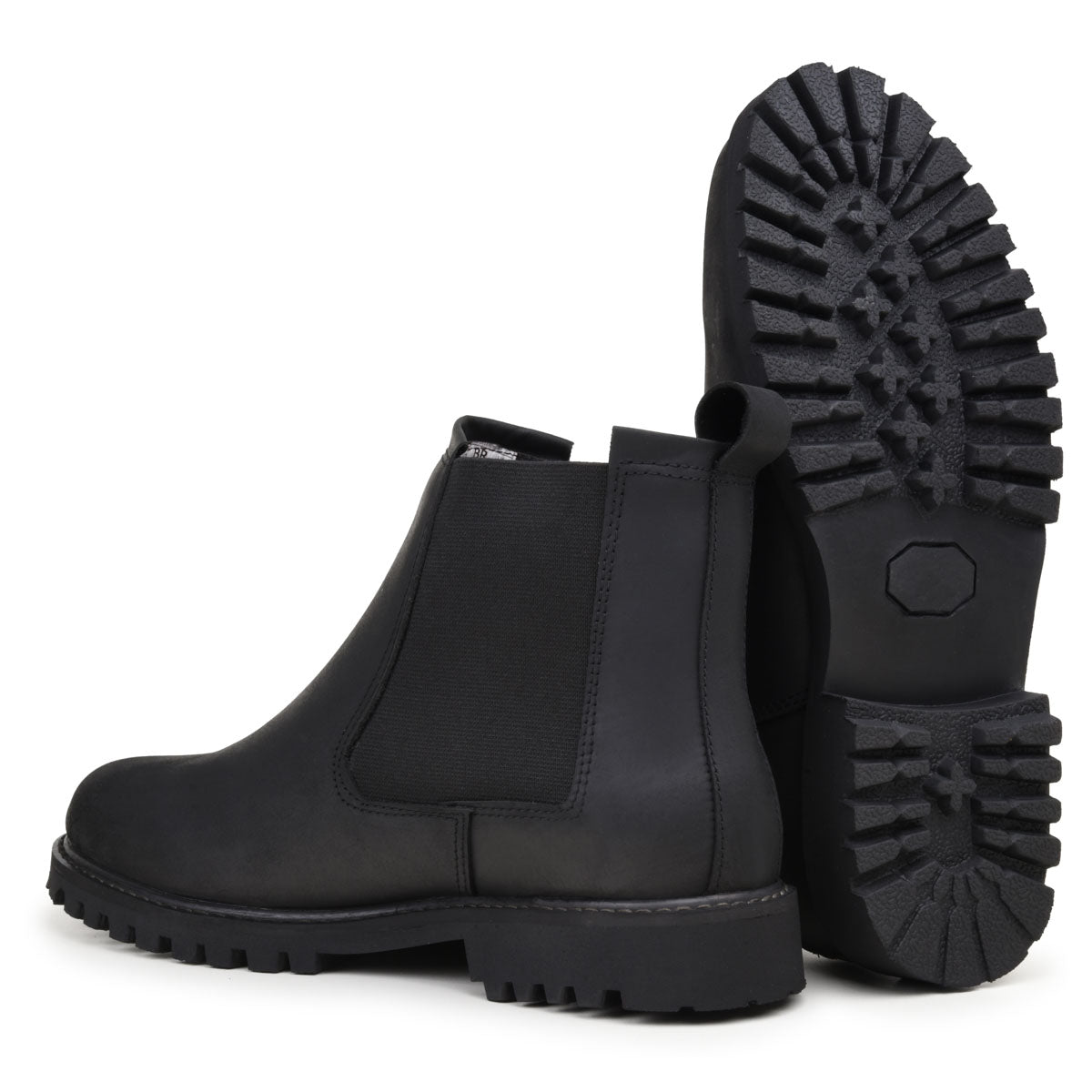 Black Thomas Leather Lug Sole Chelsea Boots