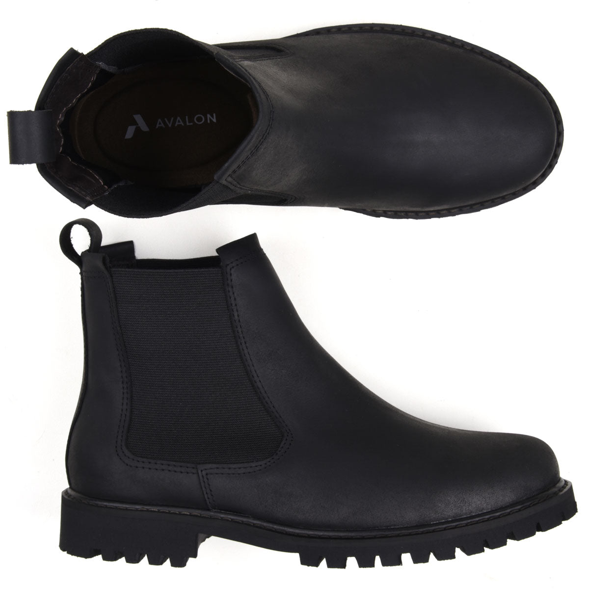 Black Thomas Leather Lug Sole Chelsea Boots