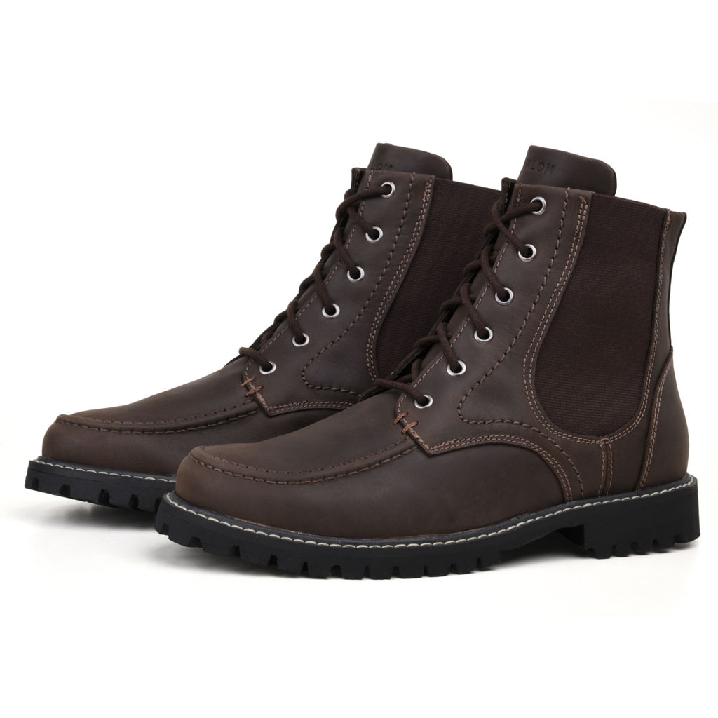 Espresso Ethan Leather Moc Toe Boots