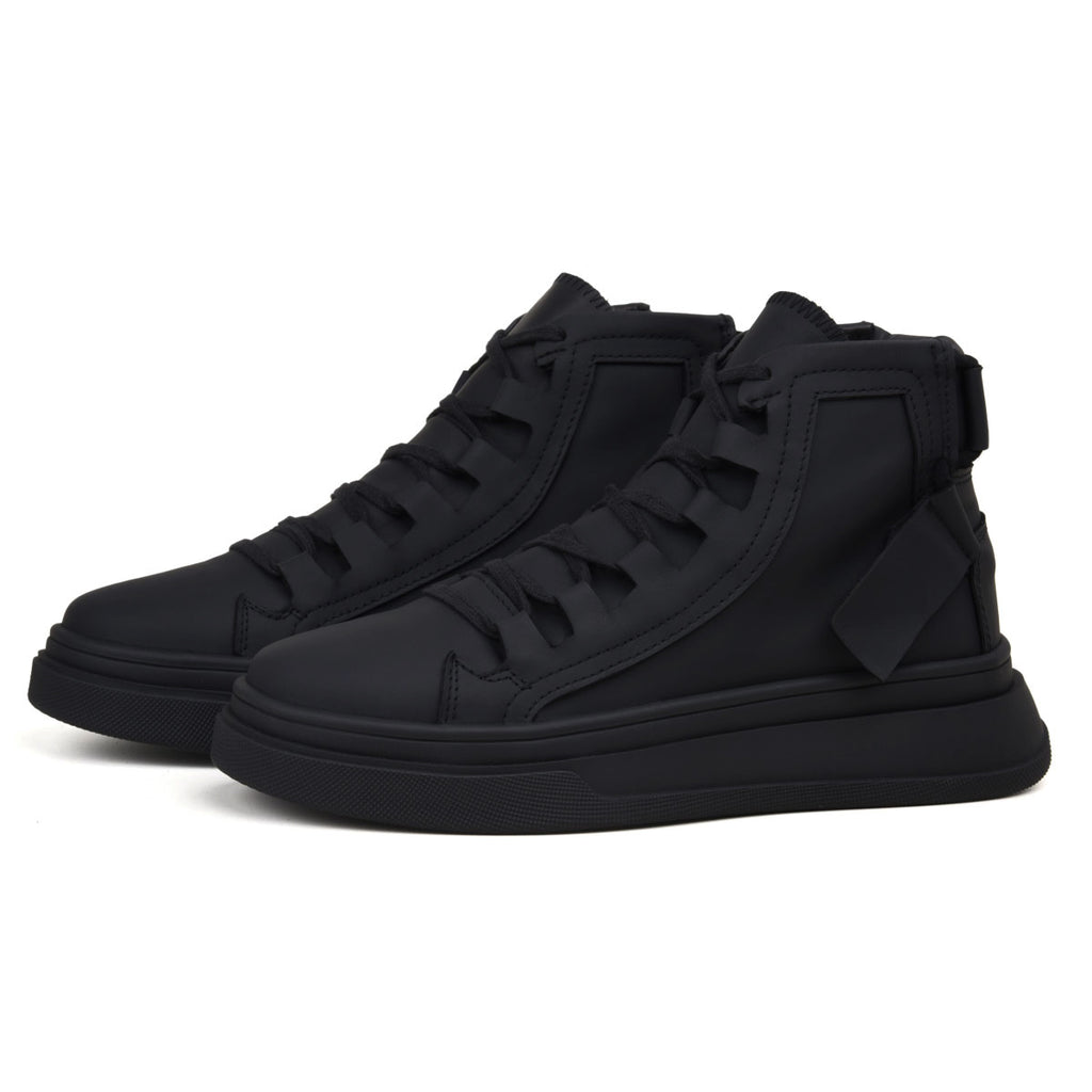 All Black Albus Leather High Top Sneakers