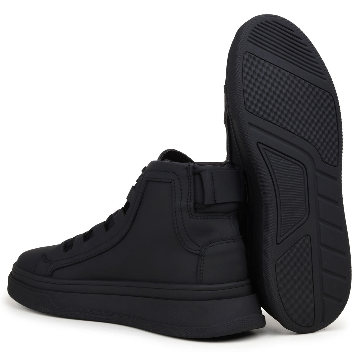 All Black Albus Leather High Top Sneakers