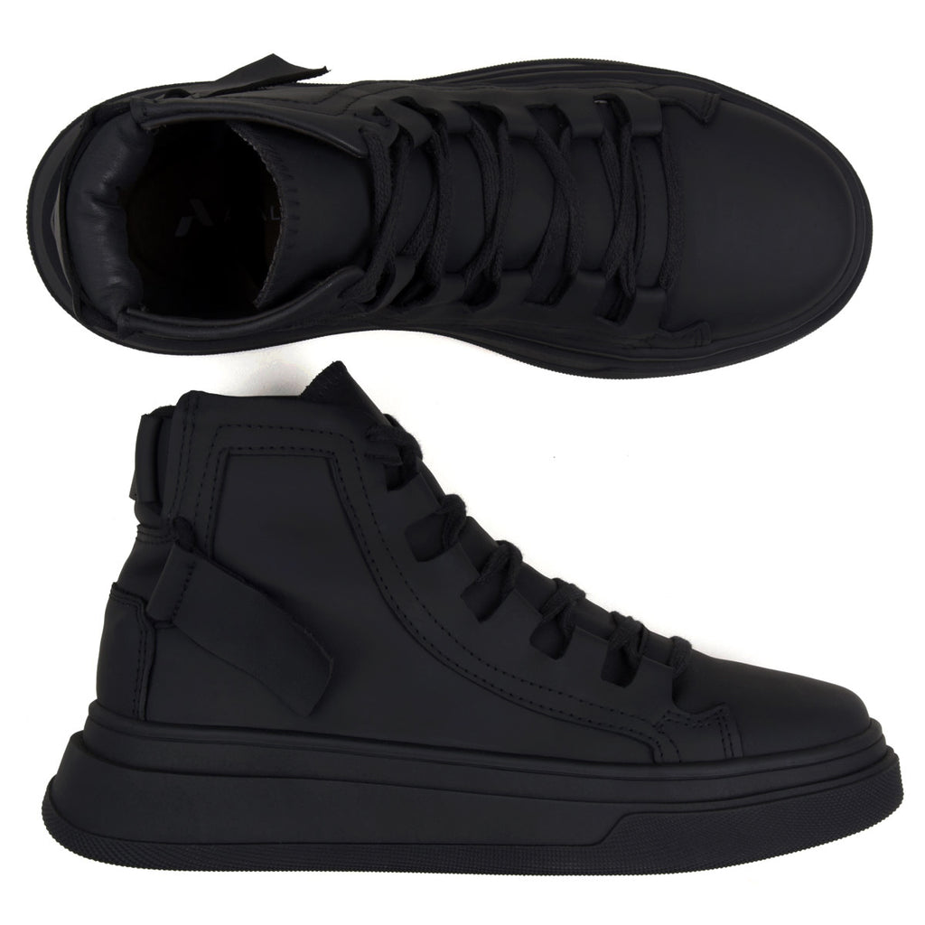 All Black Albus Leather High Top Sneakers