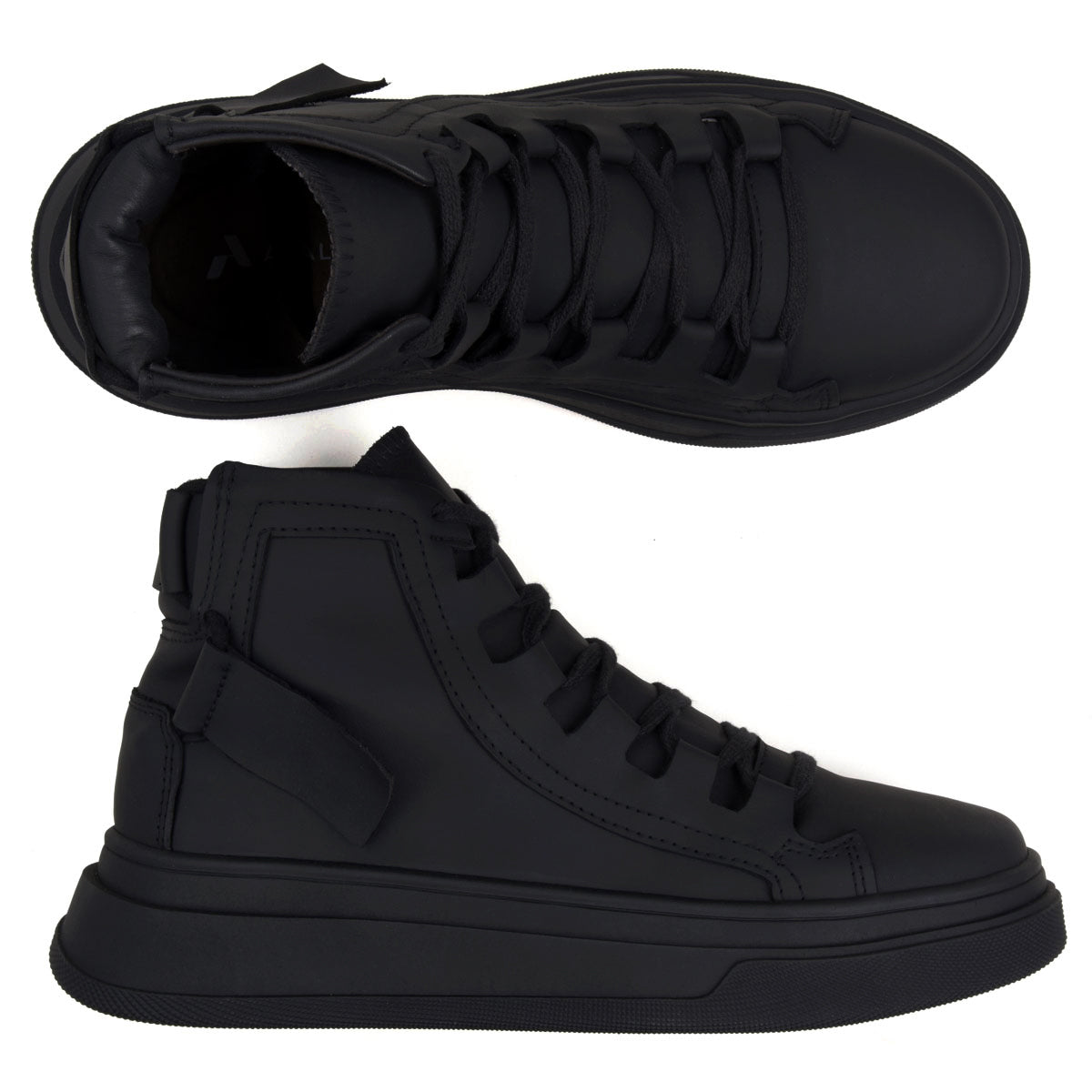All Black Albus Leather High Top Sneakers