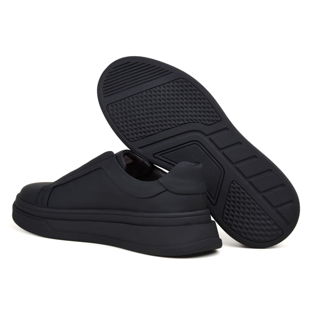 All Black Element Leather Slip-On Sneakers