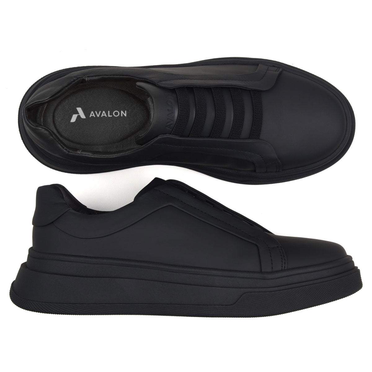All Black Element Leather Slip-On Sneakers