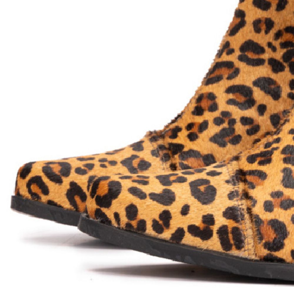 Leopard Mol Calf Hair Western Chelsea Boots