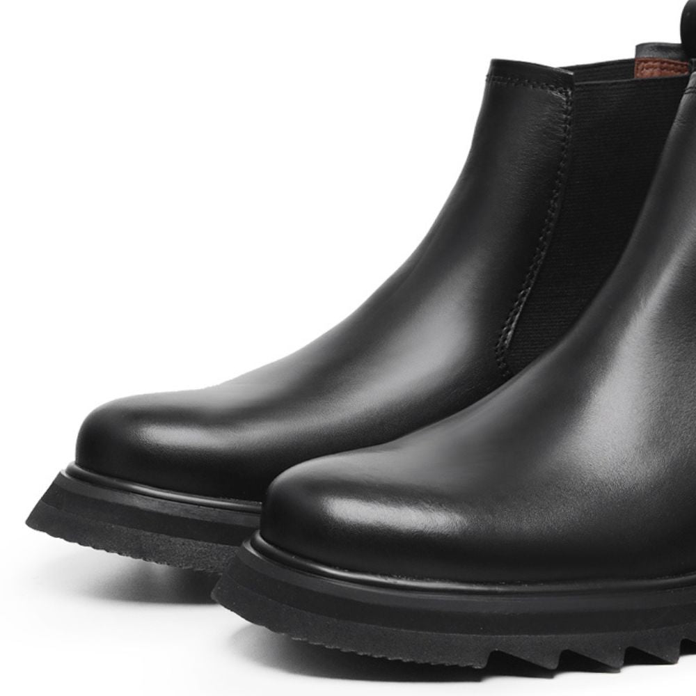 Black Bodie Leather Chelsea Boots