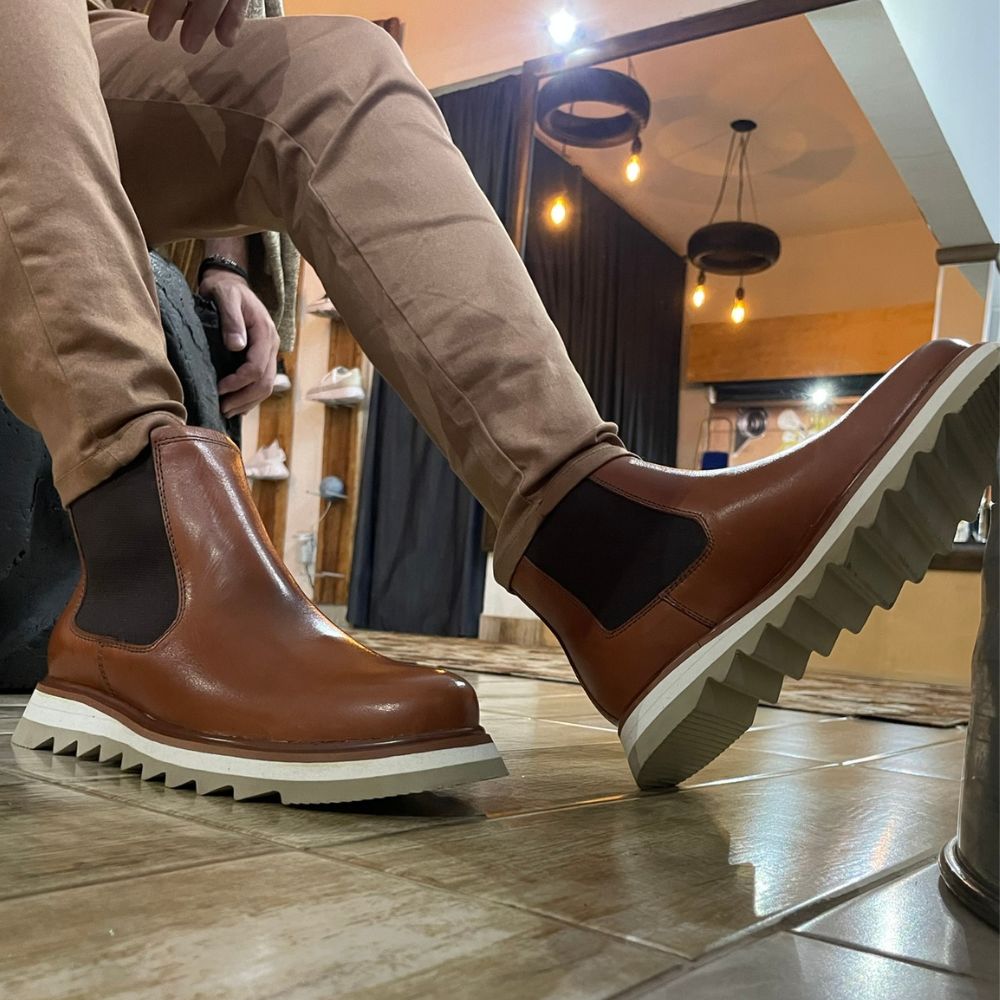 Cognac Bodie Leather Chelsea Boots