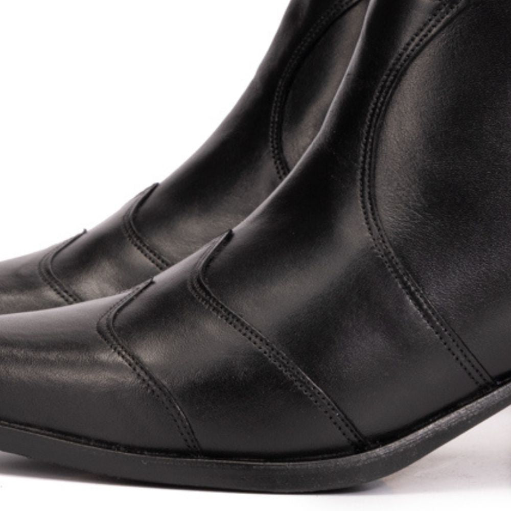 Black Abby Leather Pointed Toe Boots