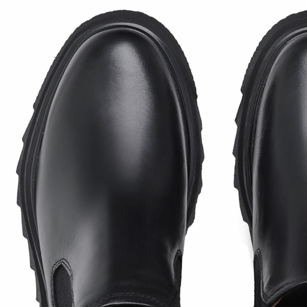 Black Bodie Leather Chelsea Boots