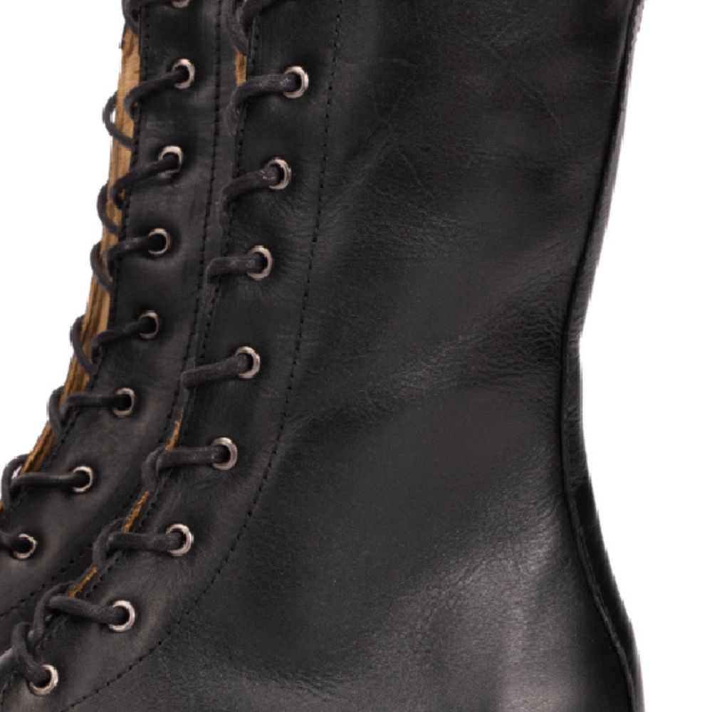 Black Yasmine Leather Combat Boots