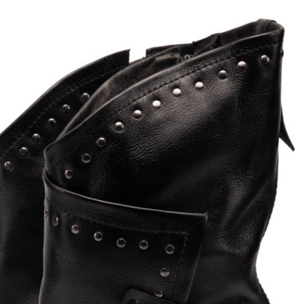 Black Juliette Studded Leather Biker Boots