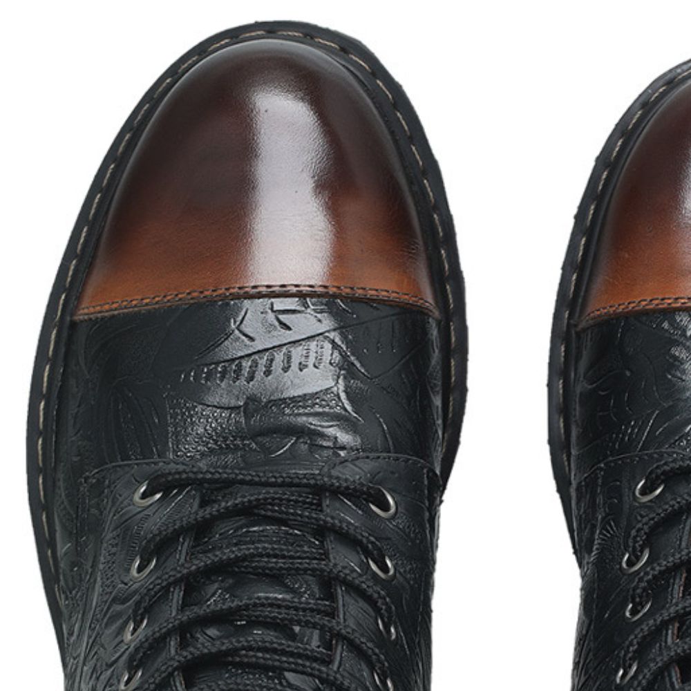 Black Shelby Tooled Leather Cap Toe Boots