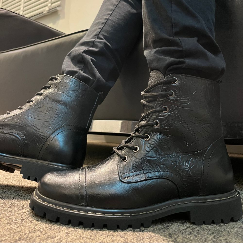 All Black Shelby Tooled Leather Boots