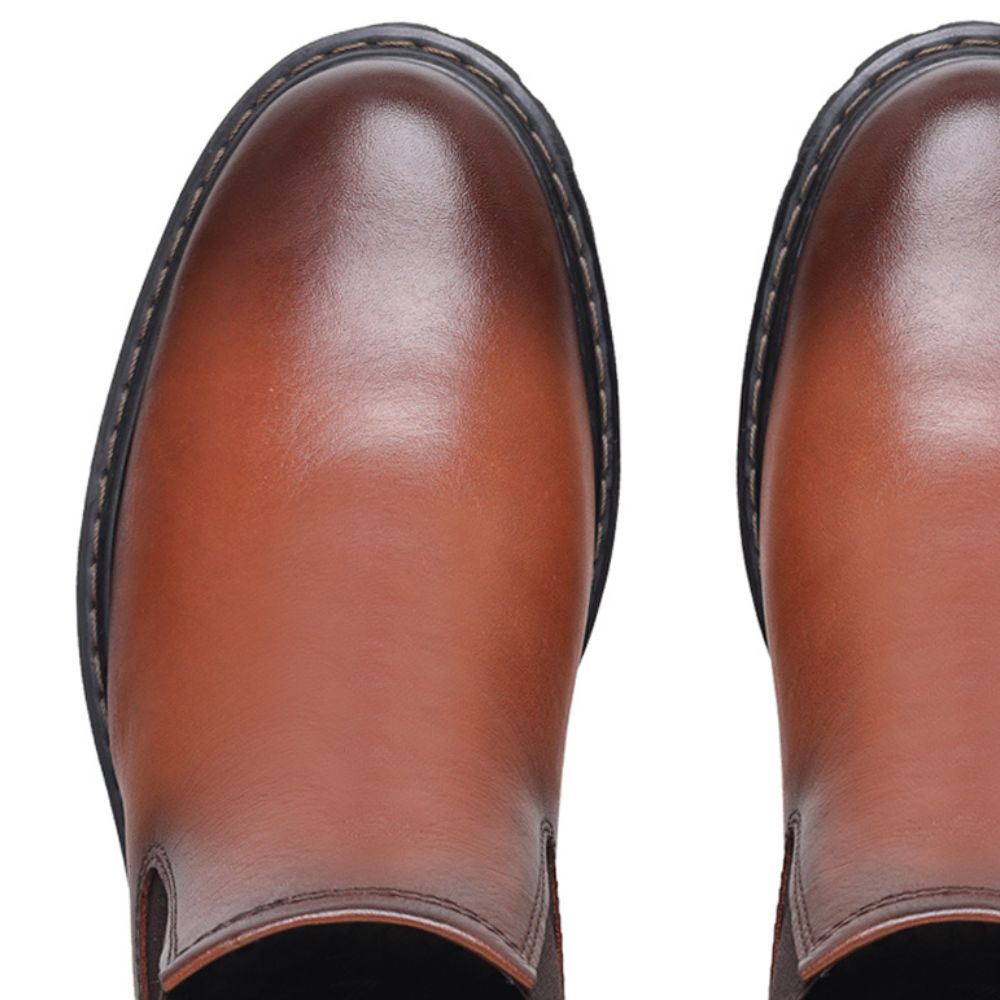 Cognac Thomas Leather Lug Sole Chelsea Boots