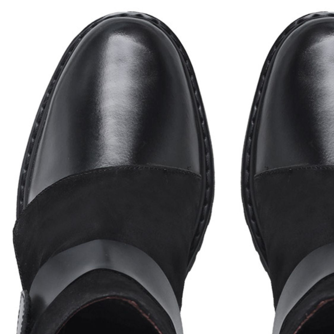 Black Vedder Leather Strap Boots