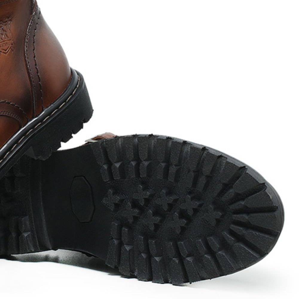 Cognac Barry Leather Combat Boots