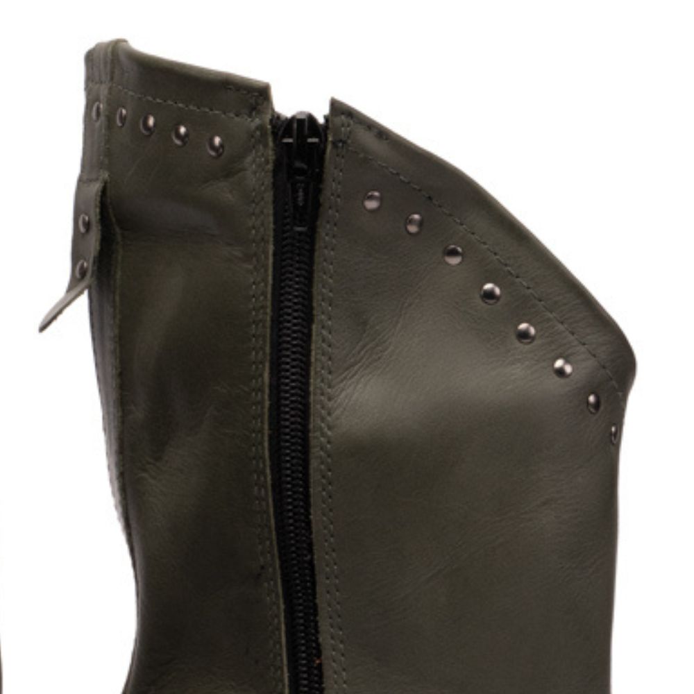 Olive Juliette Studded Leather Biker Boots
