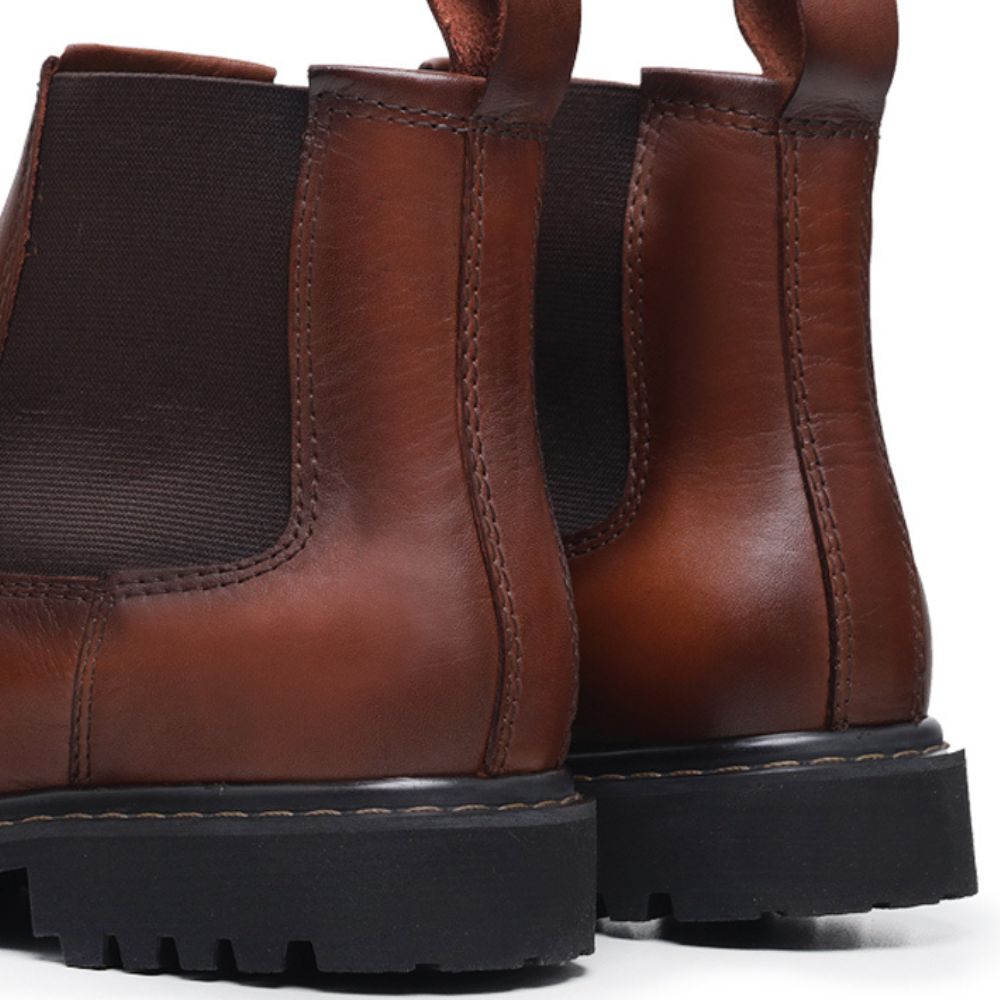 Cognac Thomas Leather Lug Sole Chelsea Boots