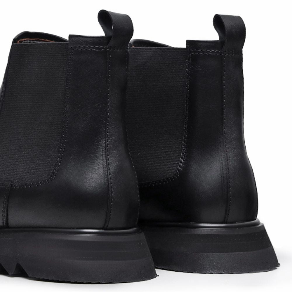 Black Bodie Leather Chelsea Boots