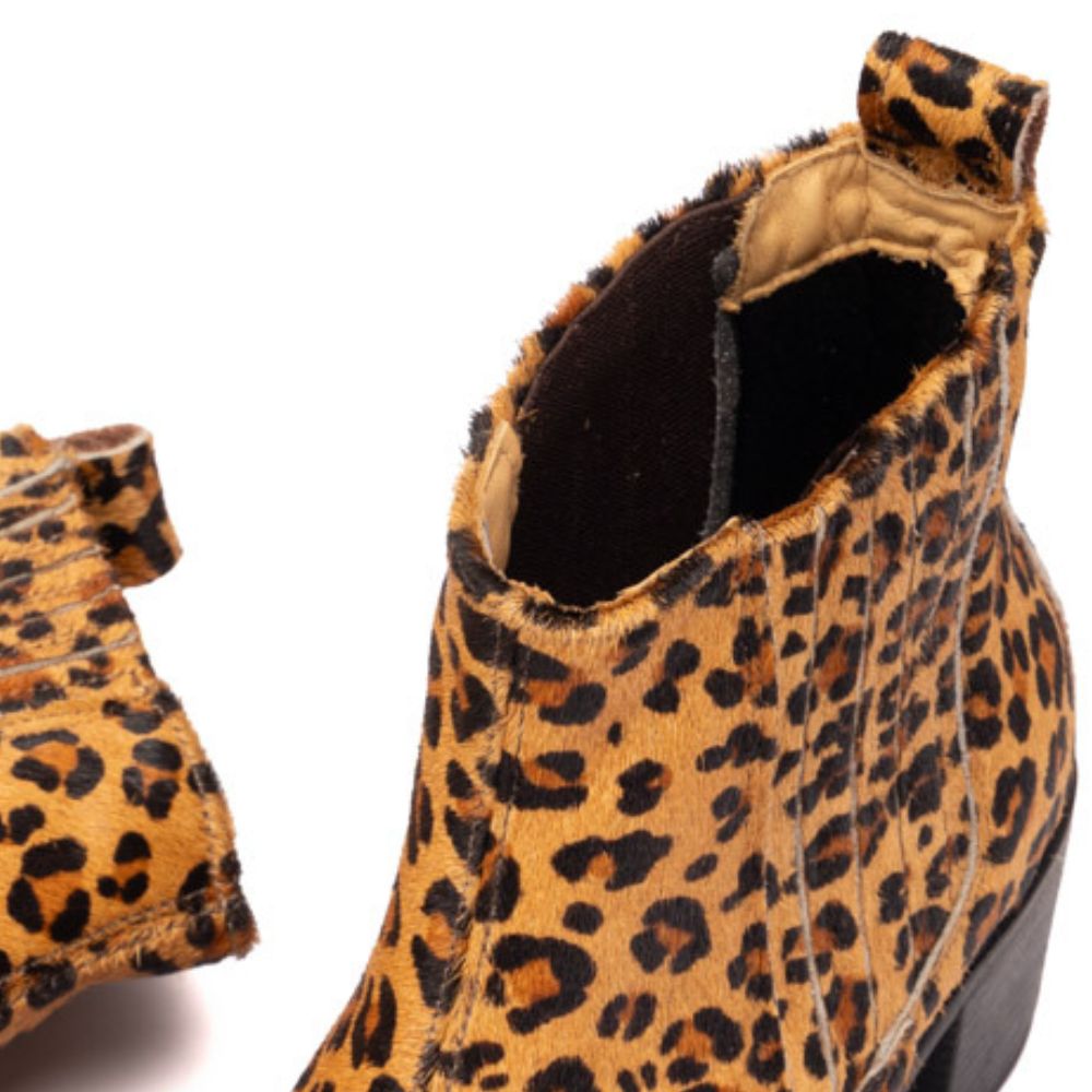 Leopard Mol Calf Hair Western Chelsea Boots