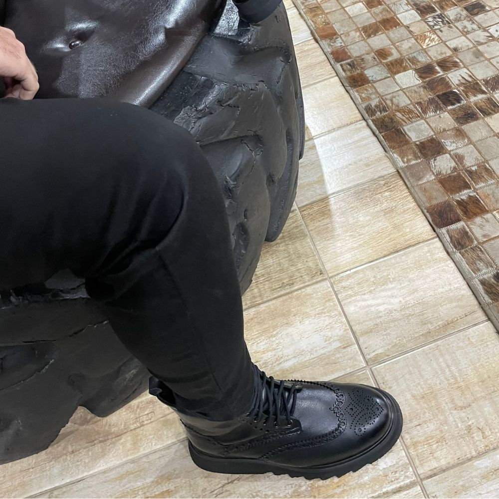 Black Donatello Leather Wingtip Boots