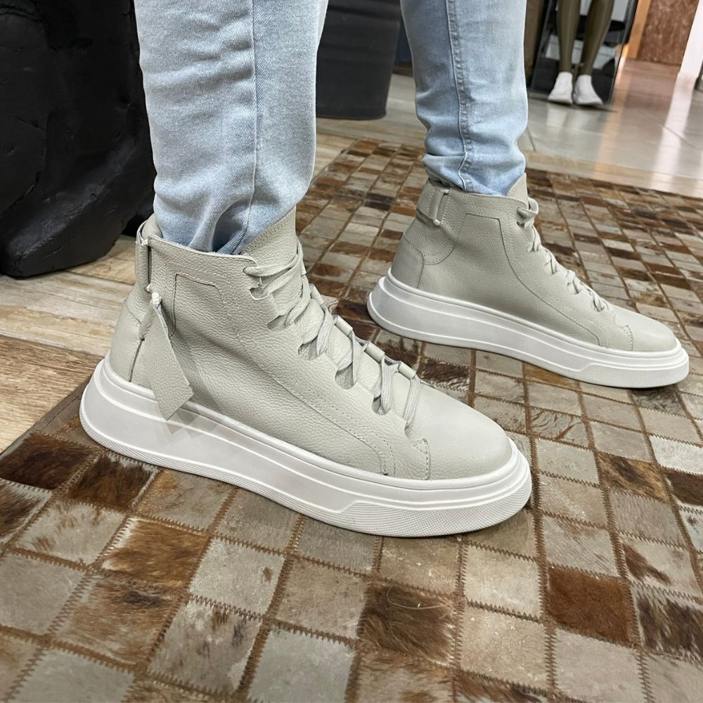 Bone Albus Leather High Top Sneakers