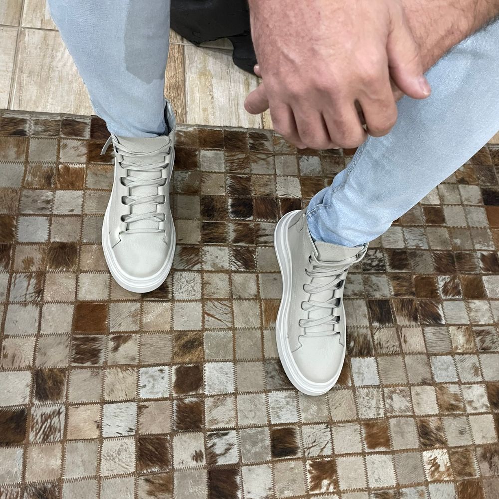 Bone Albus Leather High Top Sneakers