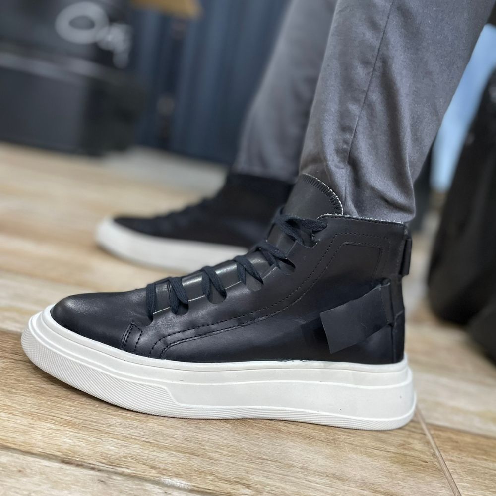 Black Albus Leather High Top Sneakers