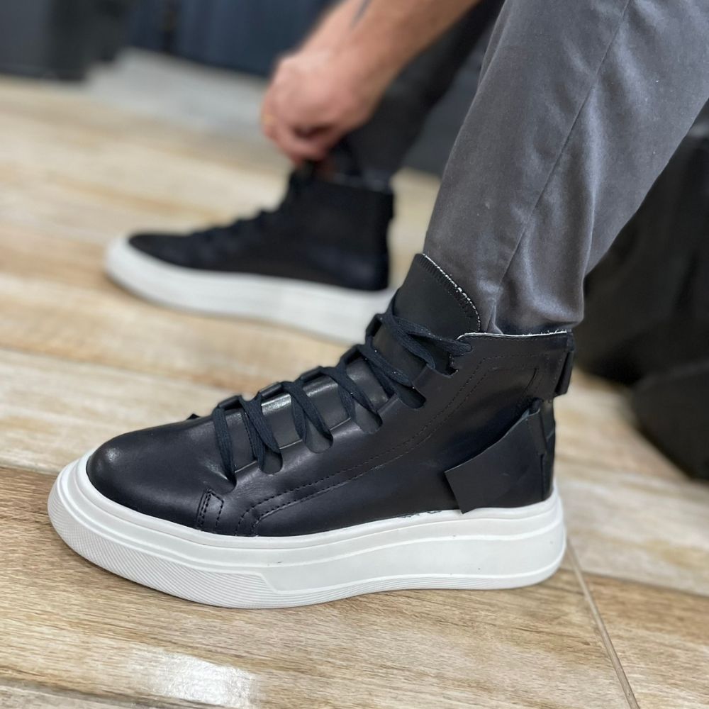 Black Albus Leather High Top Sneakers
