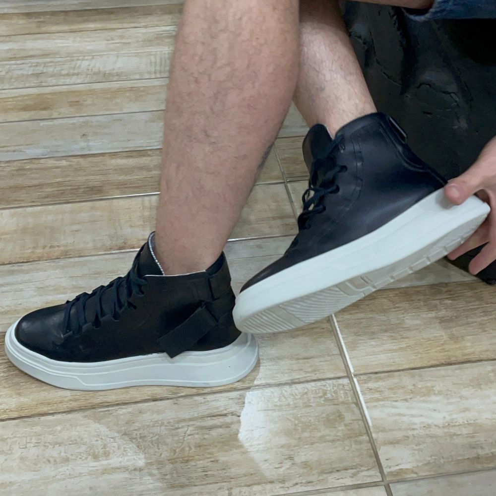 Black Albus Leather High Top Sneakers