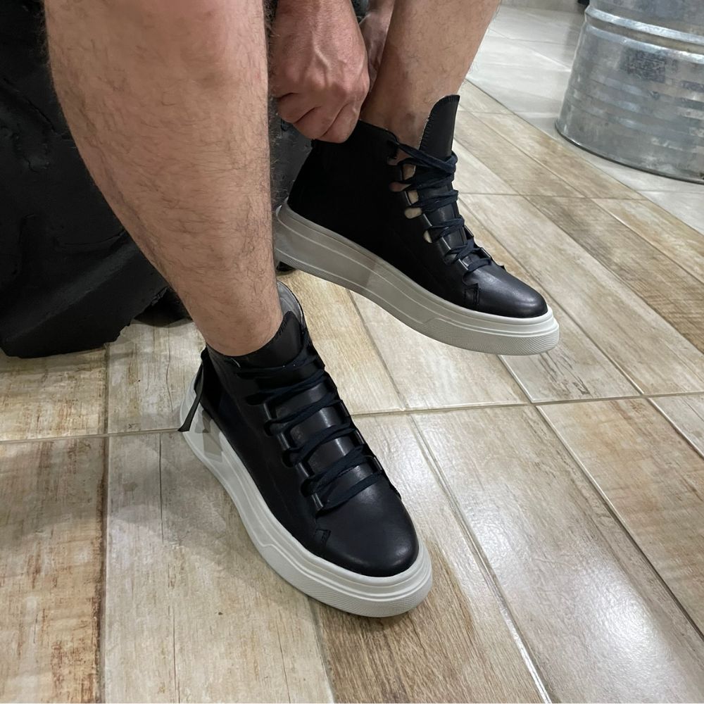 Black Albus Leather High Top Sneakers