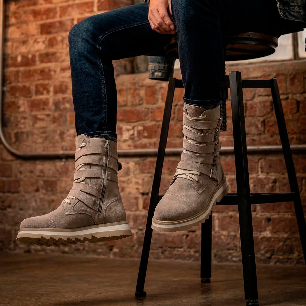 Stone Benny Suede Buckle Boots