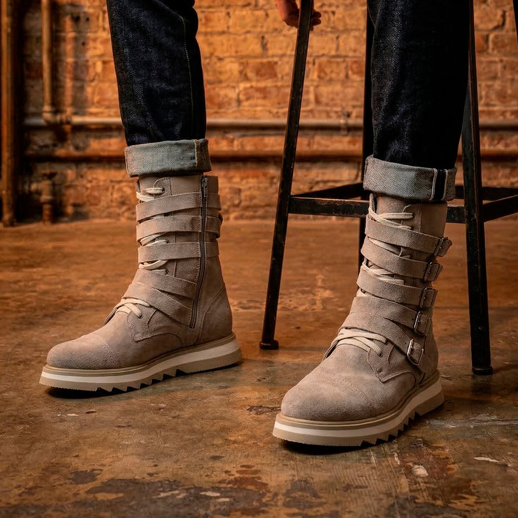 Stone Benny Suede Buckle Boots