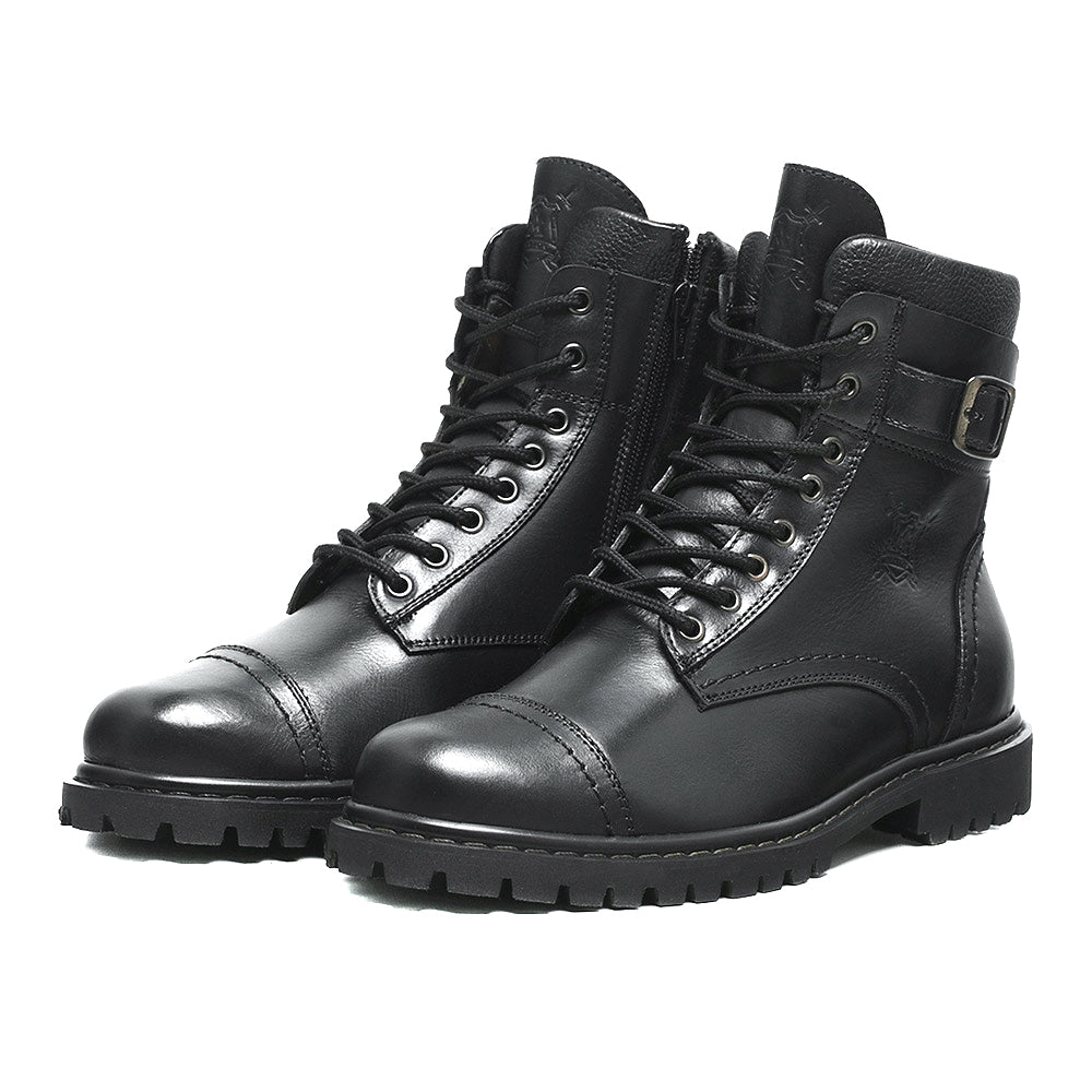 Black Barry Leather Combat Boots