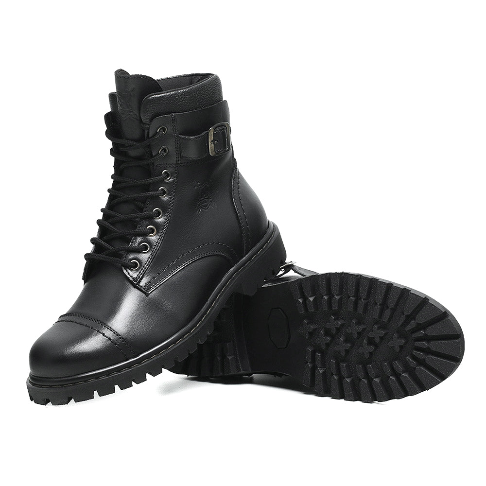 Black Barry Leather Combat Boots