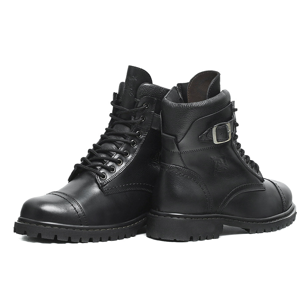 Black Barry Leather Combat Boots