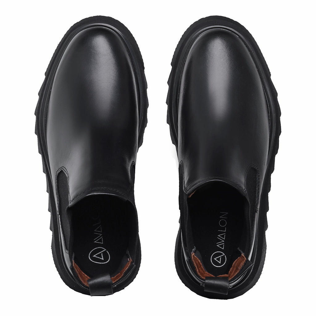 Black Bodie Leather Chelsea Boots