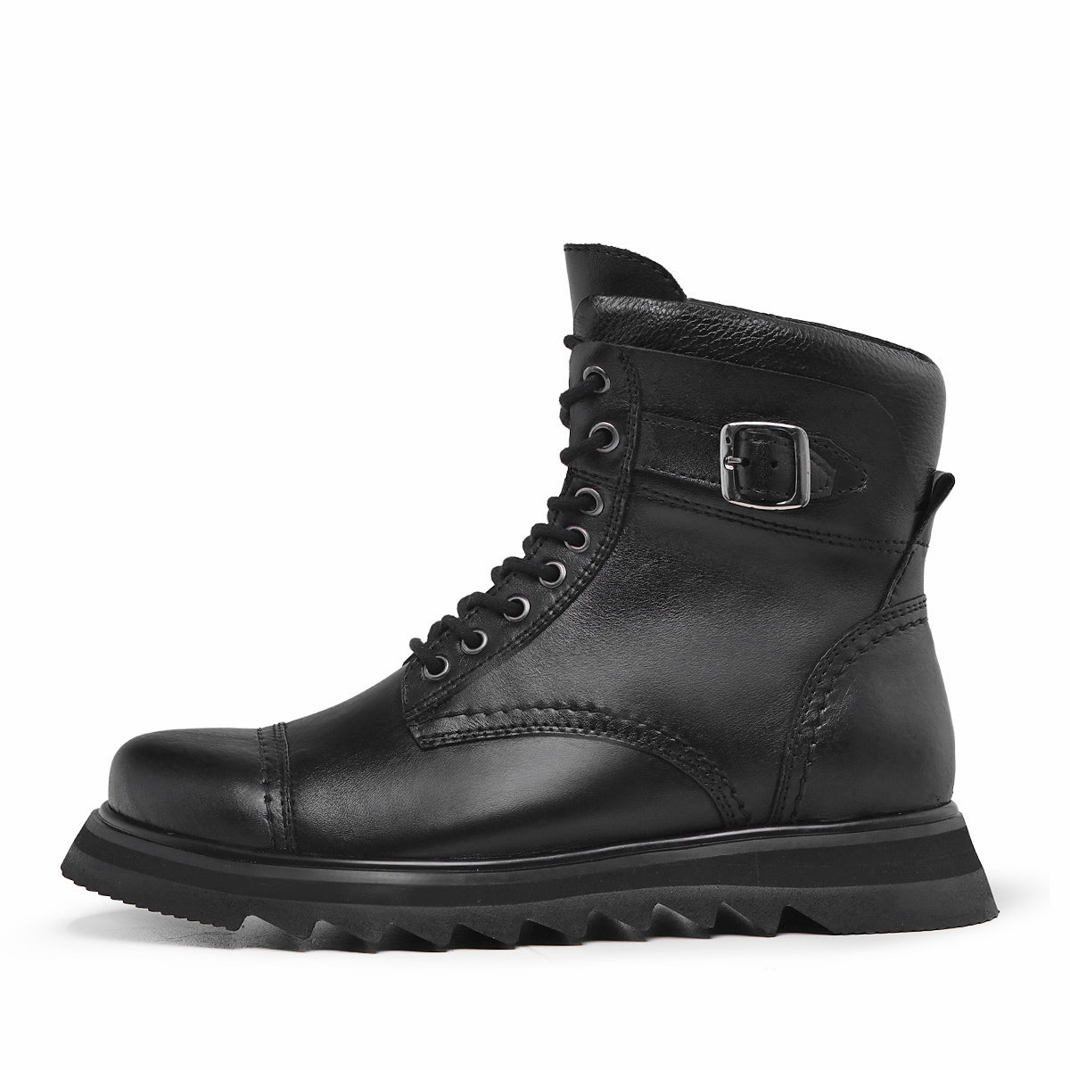 Black Thompson Leather Combat Boots