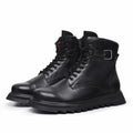Black Thompson Leather Combat Boots