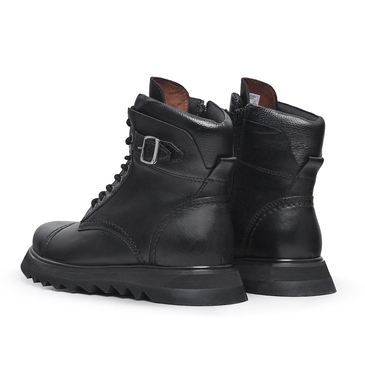Black Thompson Leather Combat Boots