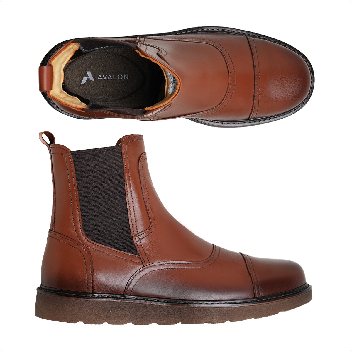 Cognac Mason Leather Chelsea Boots