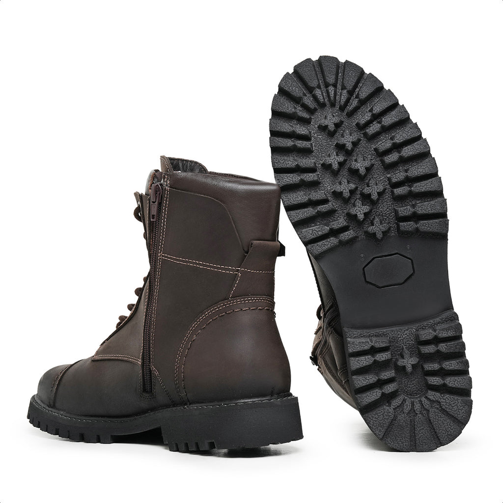 Espresso Barry Leather Combat Boots