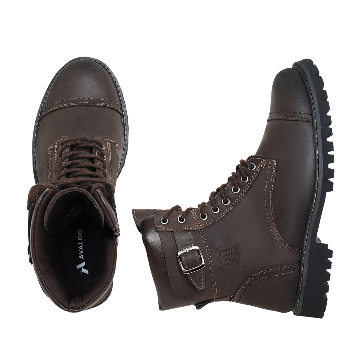 Espresso Barry Leather Combat Boots
