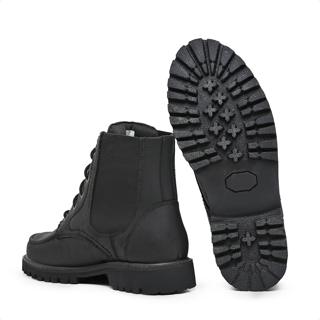 Black Ethan Leather Moc Toe Boots