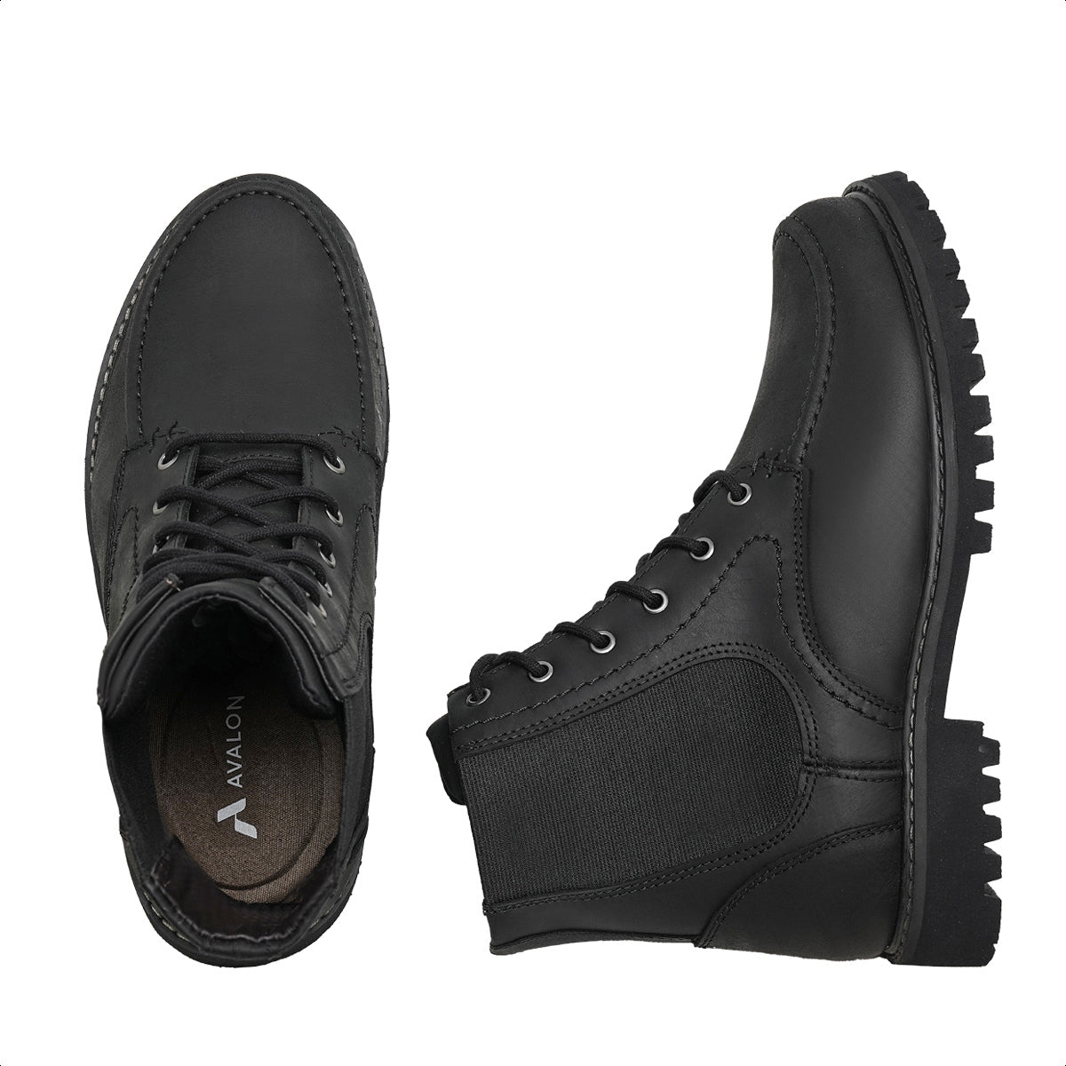 Black Ethan Leather Moc Toe Boots