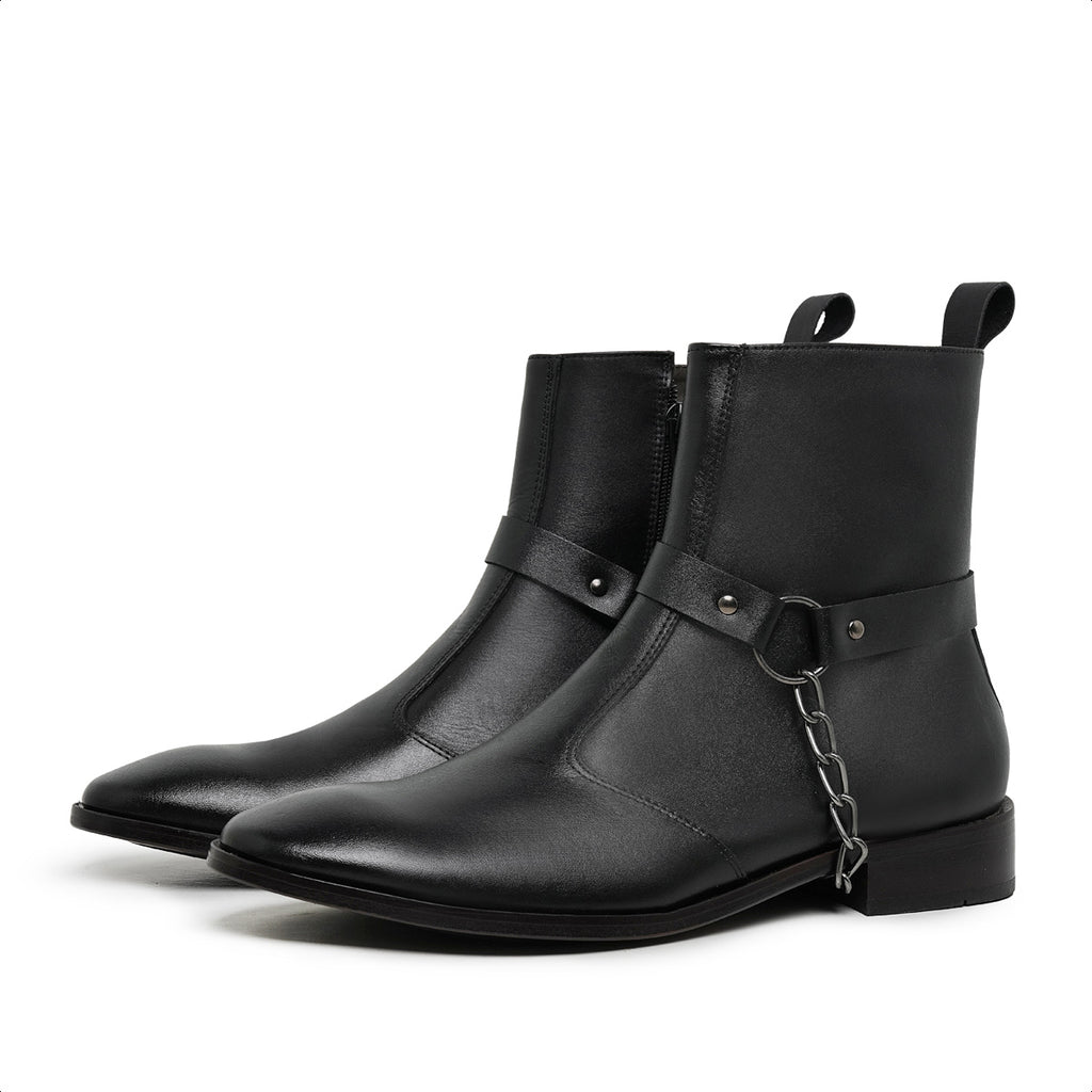 Black Eskel Leather Harness Boots