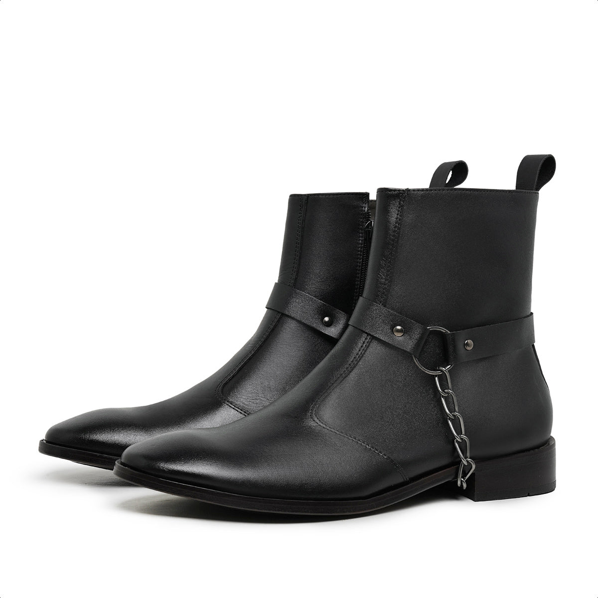 Black Eskel Leather Harness Boots