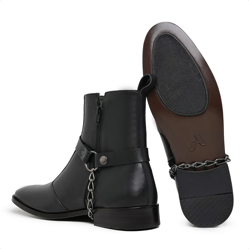 Black Eskel Leather Harness Boots